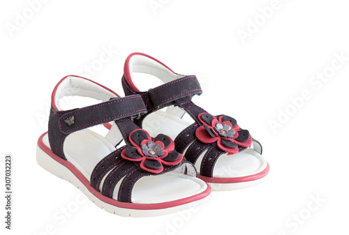 Children's sandals isolated on a white background.