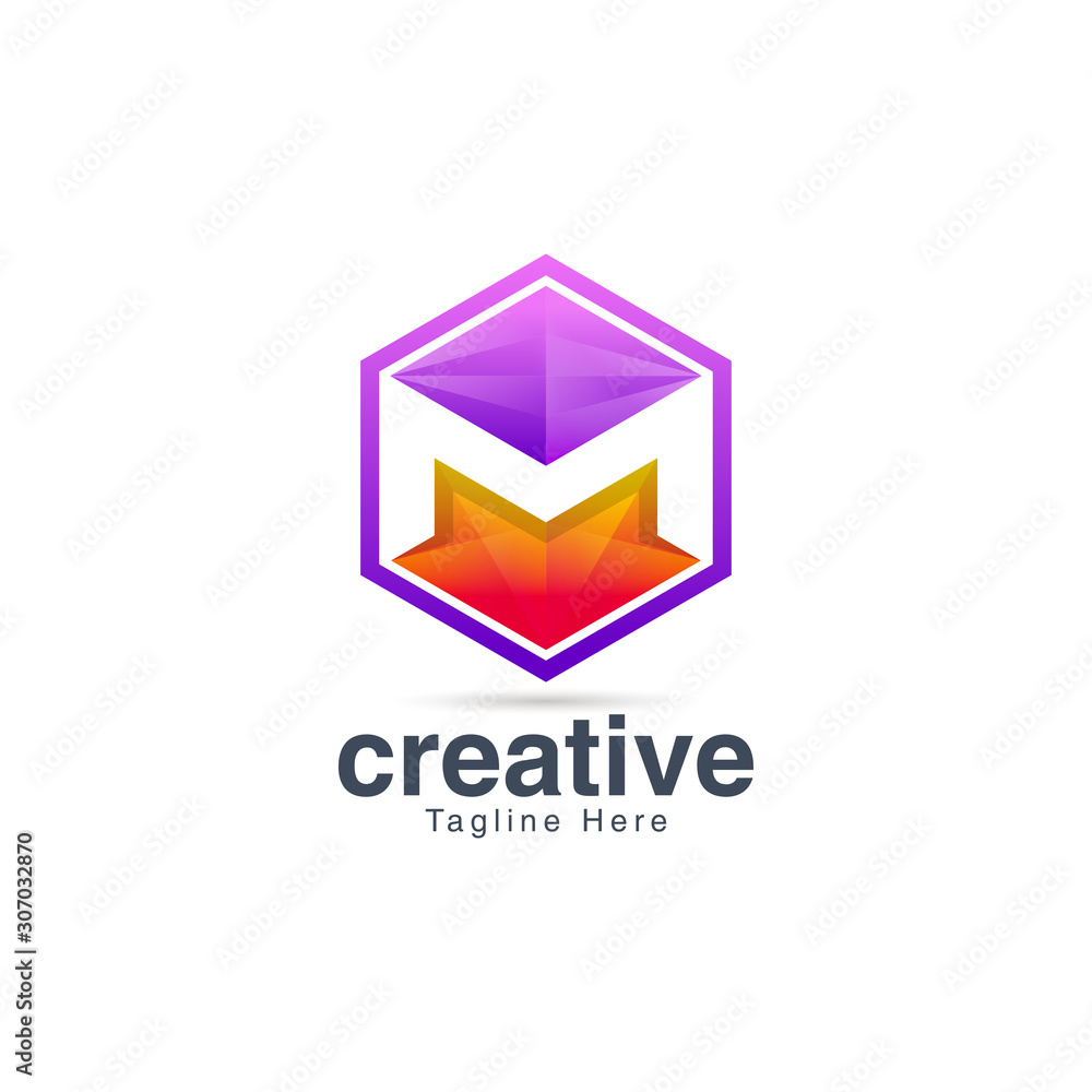 Negative Space Letter M Logo Vector Template Negative Space Letter M Logo Vector Template