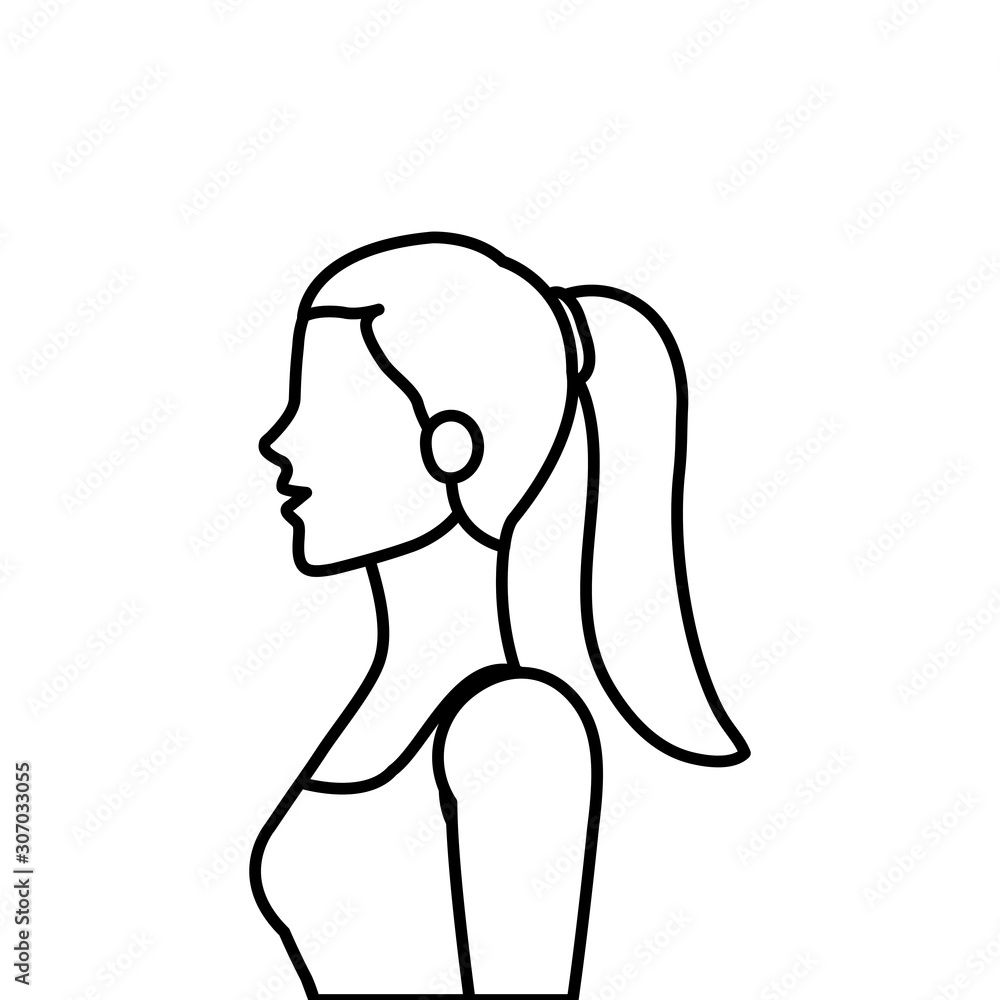 young woman athlete line style icon vector illustration design