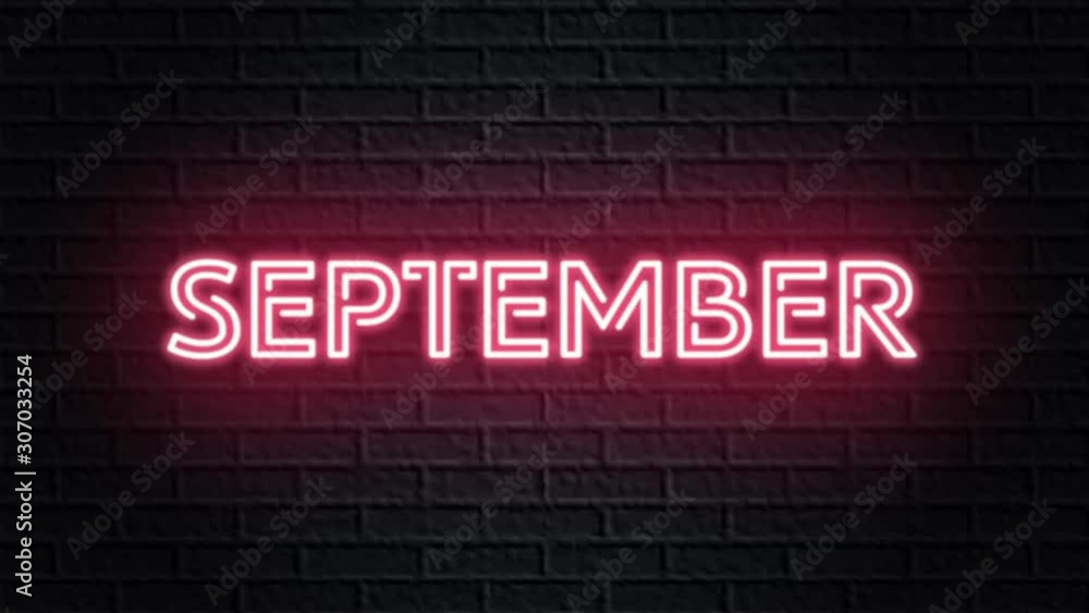 red neon video animation september red neon video animation september