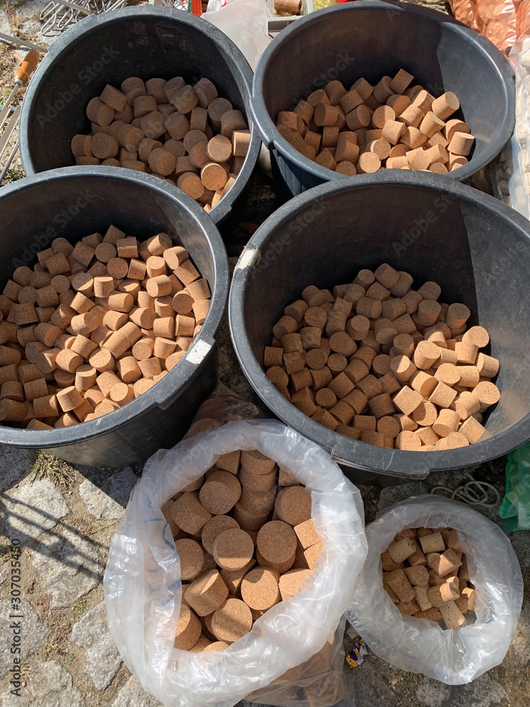 Buckets with corks in Portugal Buckets with corks in Portugal