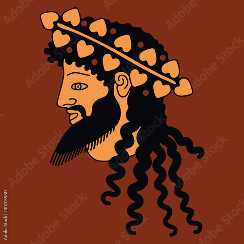 Head of ancient Greek god of wine Dionysus.	