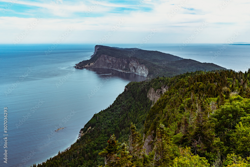 Fototapeta premium View of the Mont Saint-Alban tower in Gaspésie, Québec