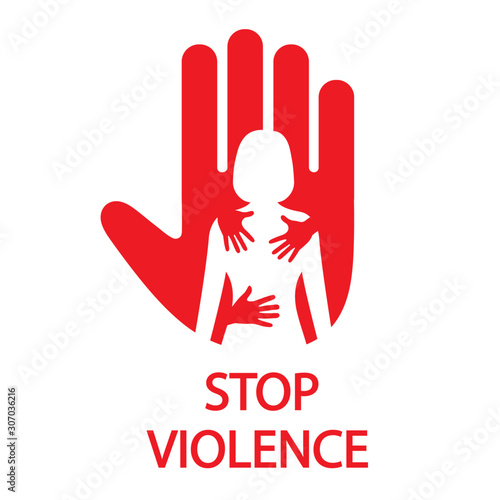 Stop sign hand prohibition of female violence