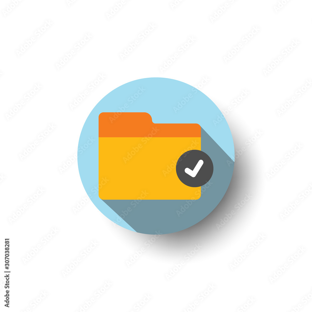 folder checking flat long shadow icon style folder checking flat long shadow icon style