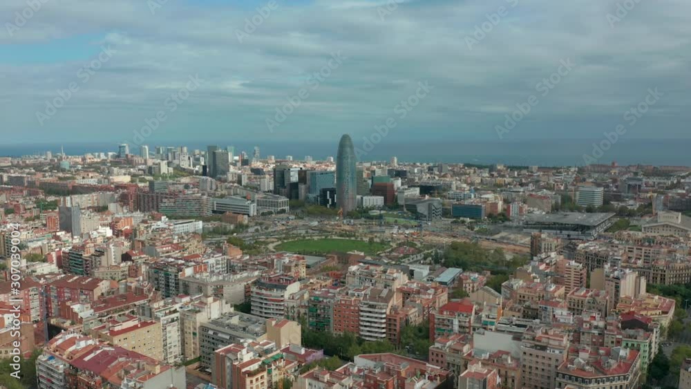 Aerial view. Torre Agbar in Barcelona. Spain. Aerial view. Torre Agbar in Barcelona. Spain.