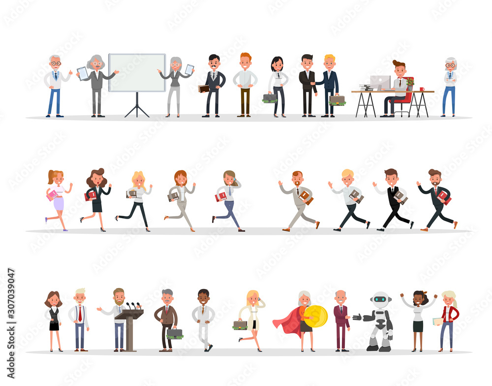 Set of business people working in office character vector design no11