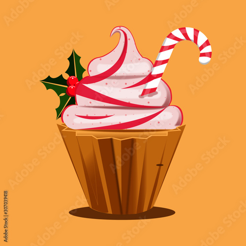 Cupcake christmas holiday treat with buttercream frosting