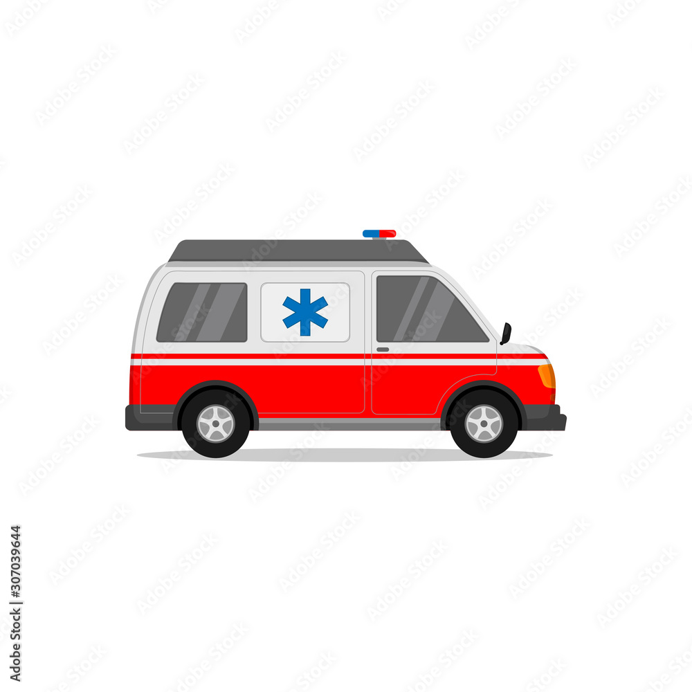 ambulance vector design in white and red