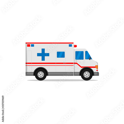 ambulance white red stripe flat design