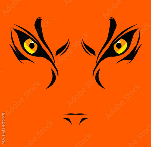 Fototapeta Naklejka Na Ścianę i Meble -  The Orange Tiger Tigris Silhouette logo design