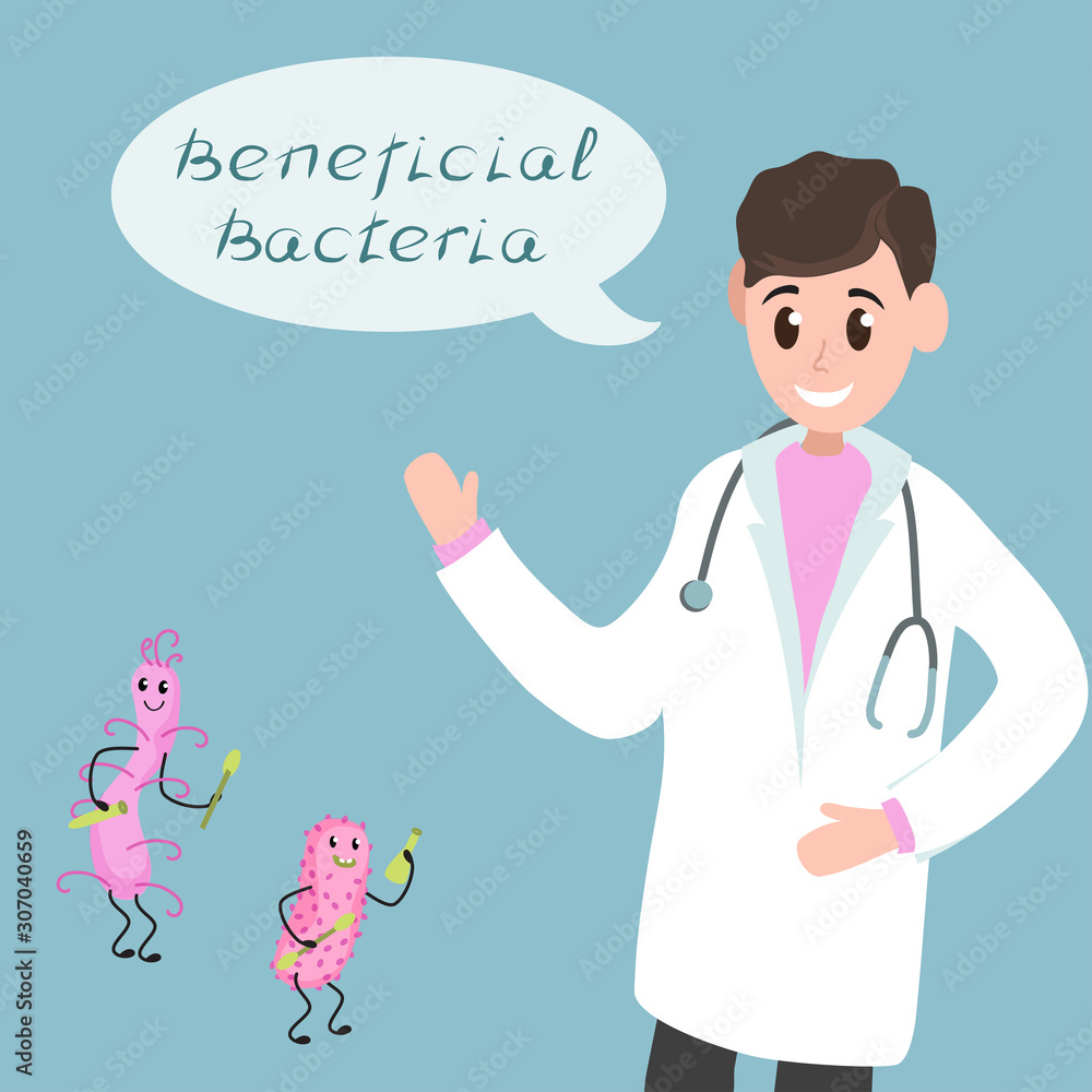 Cute cartoon character of a virus bacteria with a doctor Cute cartoon character of a virus bacteria with a doctor