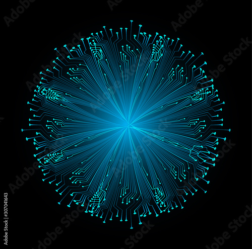 Blue cyber circuit future technology concept background