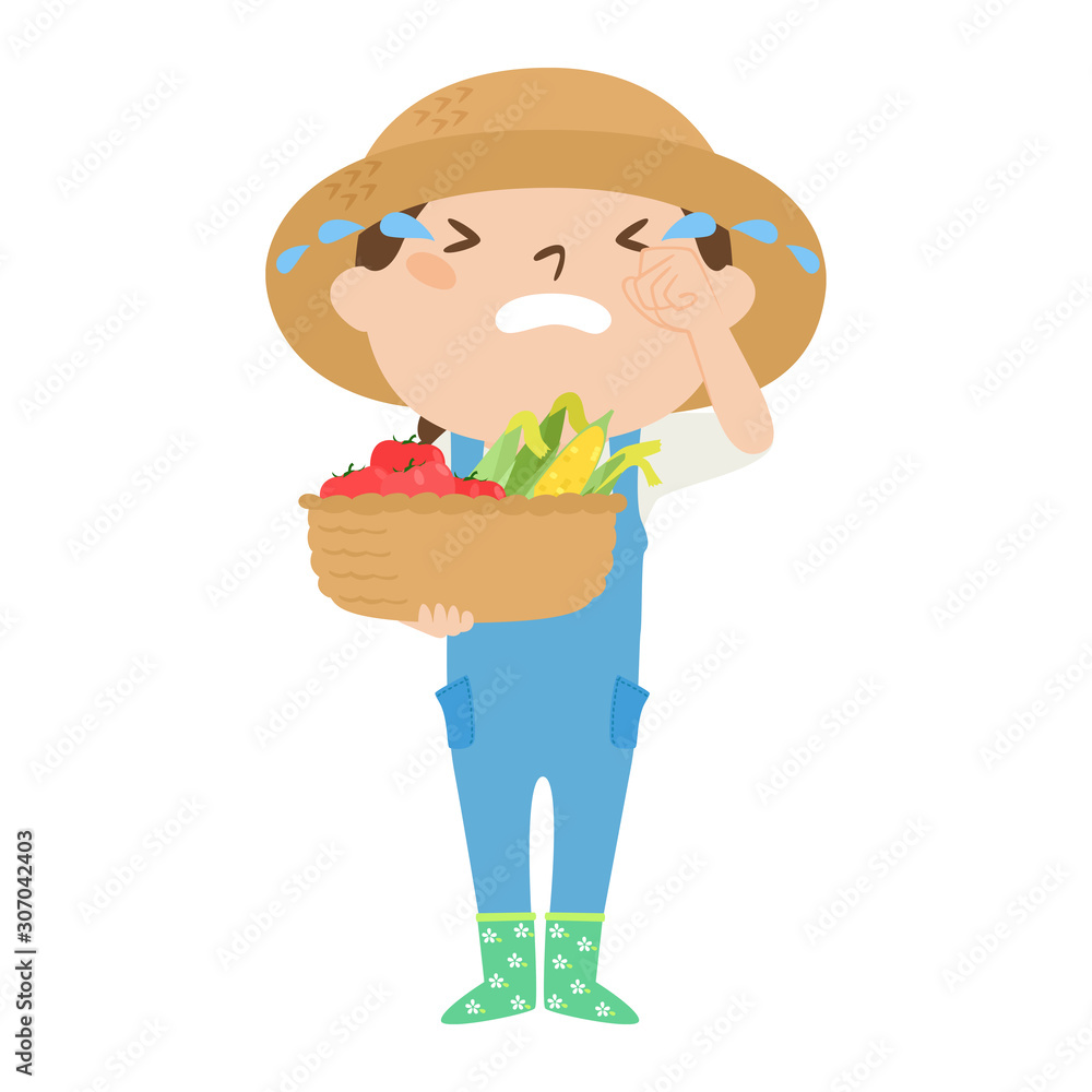 職種のイラスト 女性の農家 涙を流して 泣いている女性 Stock Vector Adobe Stock