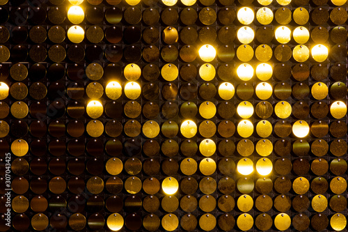 Sequins reflective background. golden Sequins wall, Sparkling photo