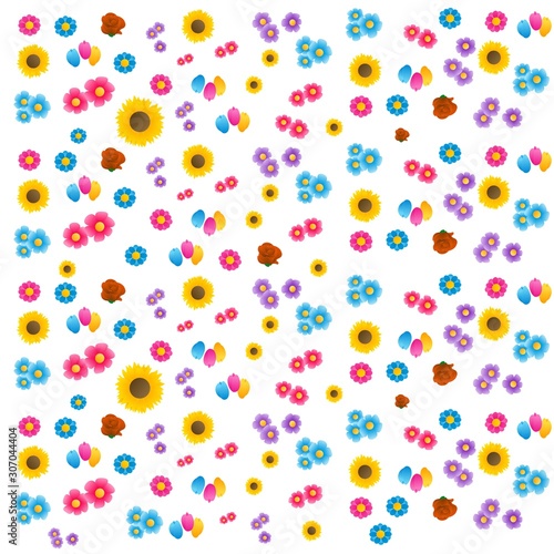 The Amazing of Beautiful Flower Illustration, in the White Background, Pattern Wallpaper