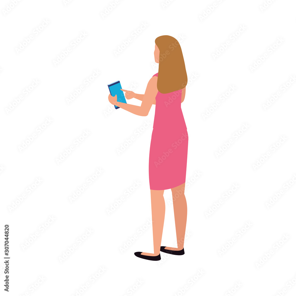 Avatar woman with smartphone design, Girl female person people human and social media theme Vector illustration Avatar woman with smartphone design, Girl female person people human and social media theme Vector illustration