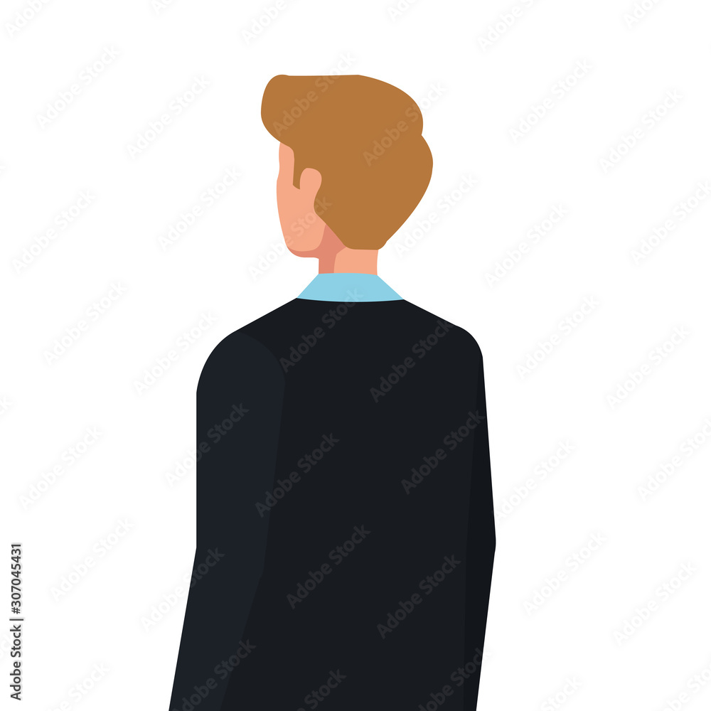 back businessman elegant avatar character icon vector illustration design back businessman elegant avatar character icon vector illustration design