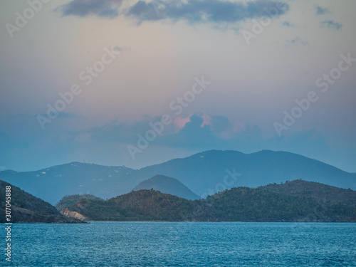 Sunrise over Virgin Islands in Caribbean Sea