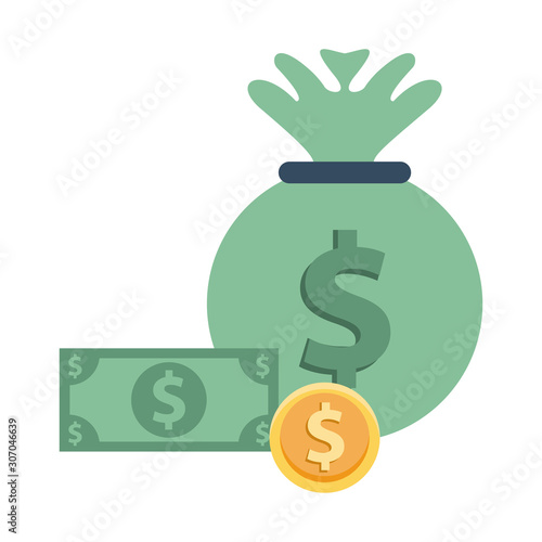bill and coin in bag money dollars