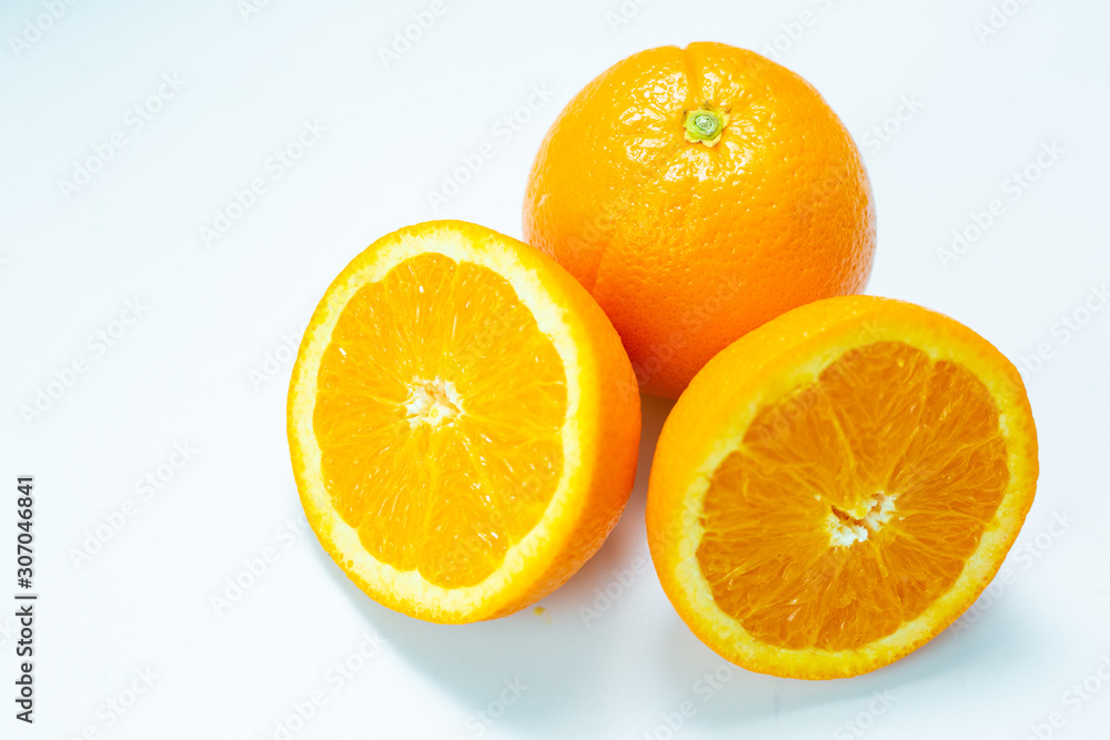 Fresh slice orange tropical fruit on white background Fresh slice orange tropical fruit on white background