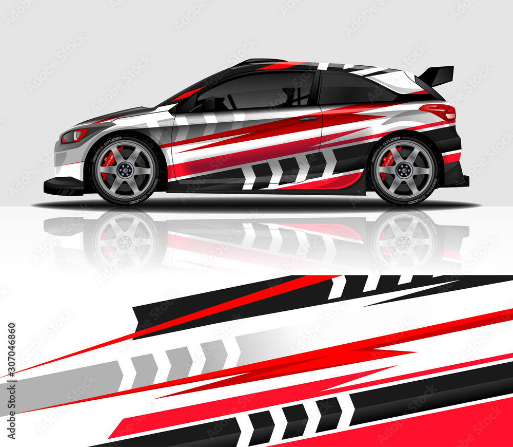 Car wrap decal design vector, for advertising or custom livery WRC