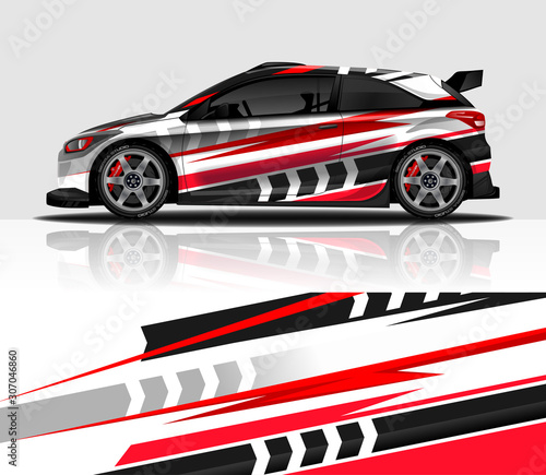 Car wrap decal design vector  for advertising or custom livery WRC style  race rally car vehicle sticker and tinting.