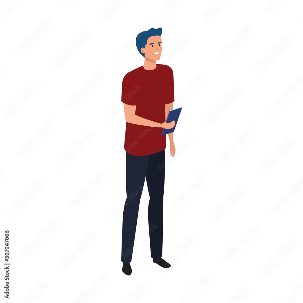 Avatar man with smartphone design, Boy male person people human social media and portrait theme Vector illustration