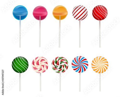 Set of sweet candies on white background