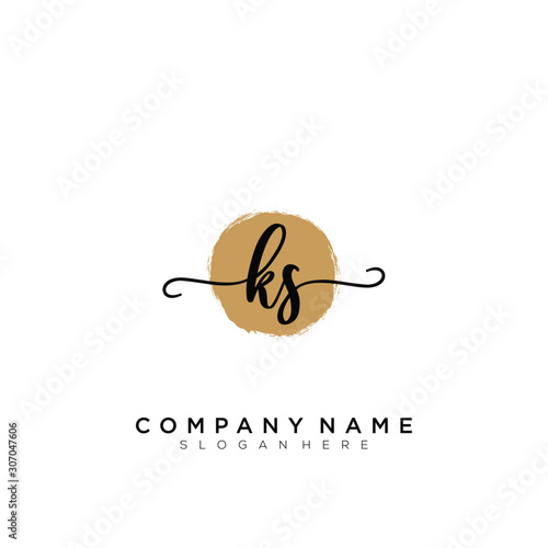 Letter KS Handwriting Logo Template Vector