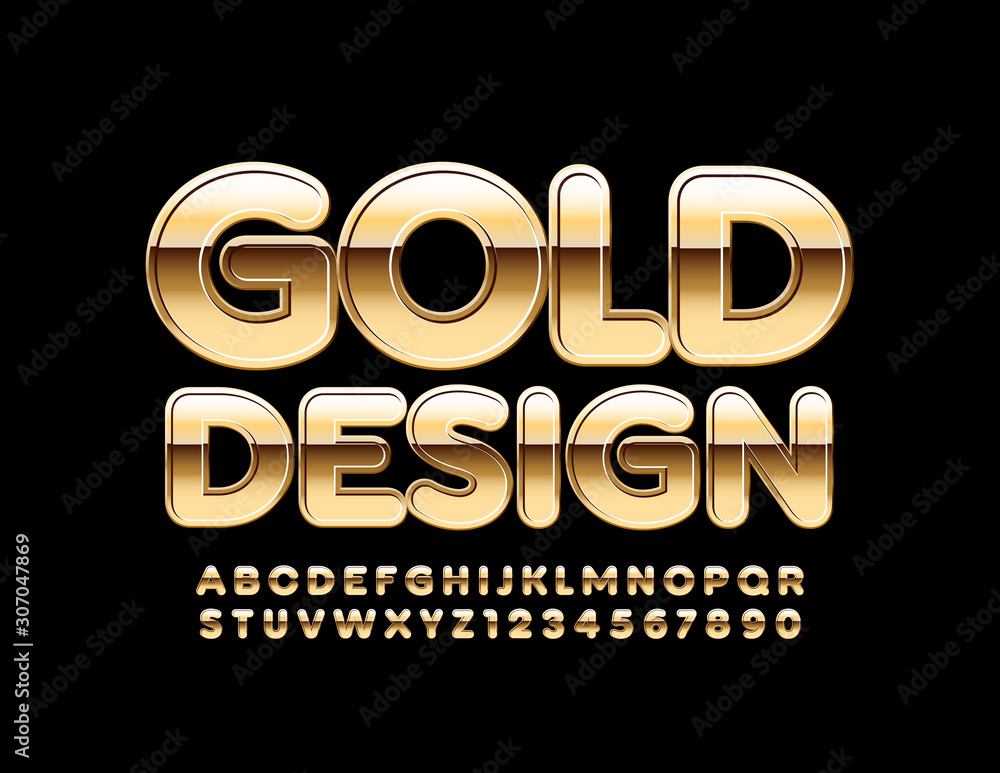 Vector abstract Gold Design Alphabet. Set of Chic Letters and Numbers