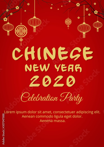 Chinese new year party design template. Happy chinese new 2020 year. year of the rat