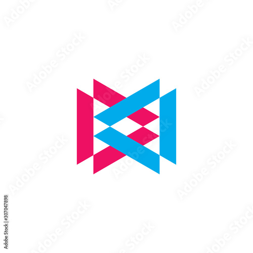 letter dd linked triangle geometric logo vector