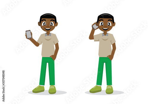 African Boy with smartphone.