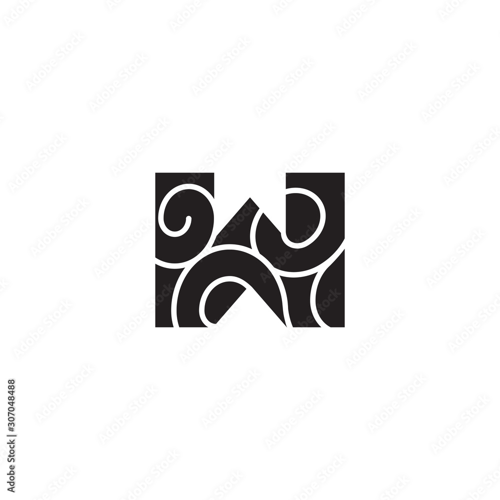 letter w curves mosaic symbol logo vector letter w curves mosaic symbol logo vector