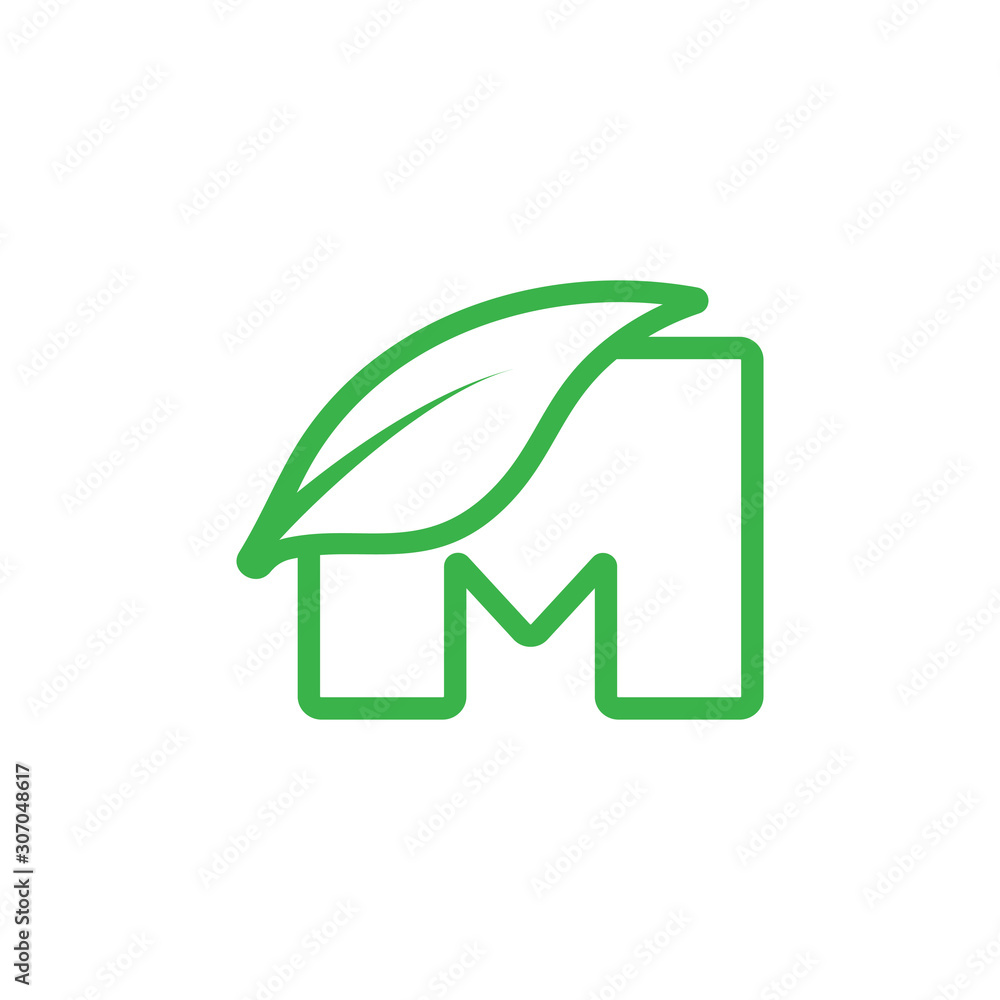 letter m simple overlapping leaf logo vector letter m simple overlapping leaf logo vector