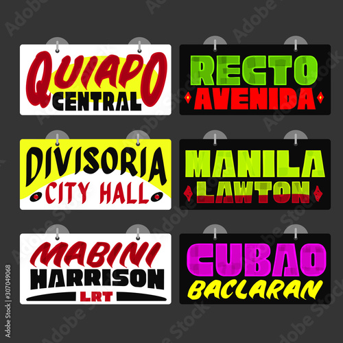 Manila jeepney signboard vector design philippines