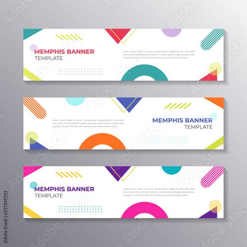 Colorful Modern Banner Template with memphis element background, cool geometric, Applicable for Banners, Header, Footer, Advertising