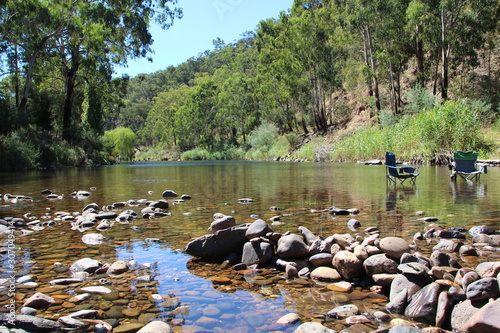 Camp chairs in the river