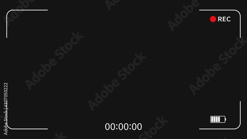 Camera frame viewfinder screen of video recorder digital display interface. Camera viewfinder. Recording.