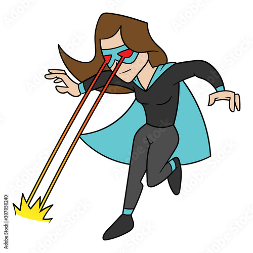 Cartoon Superheroine Shooting Eye Lasers