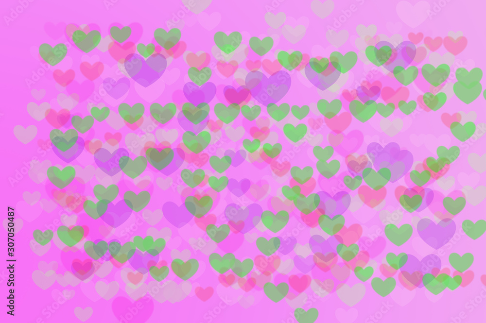 colorful blurry heart shape on gradient pink abstract background