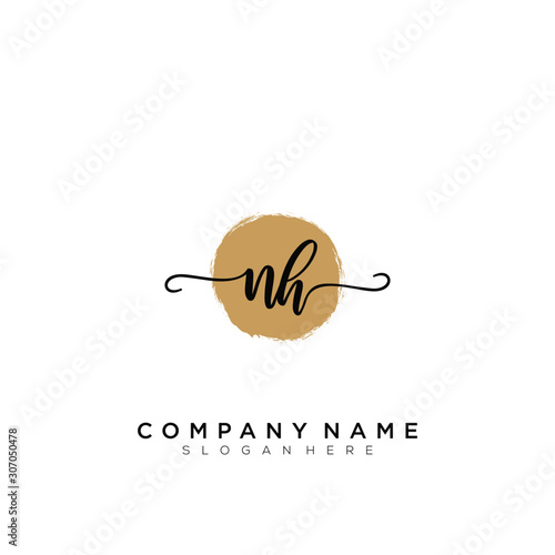 Letter NH Handwriting Logo Template Vector photo