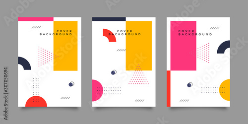 Covers with trendy minimal design. Cool memphis geometric backgrounds for your design. Applicable for Banners  Placards  Posters  Flyers etc. Eps10 vector template.