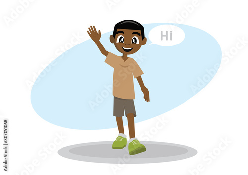 African Boy hi gesture.
