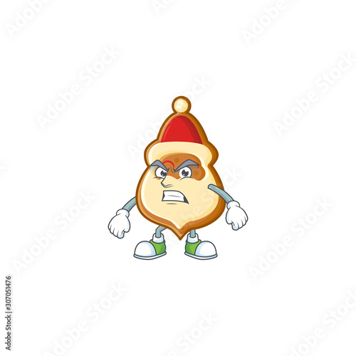 Christmas hat cookies cartoon character style with angry face