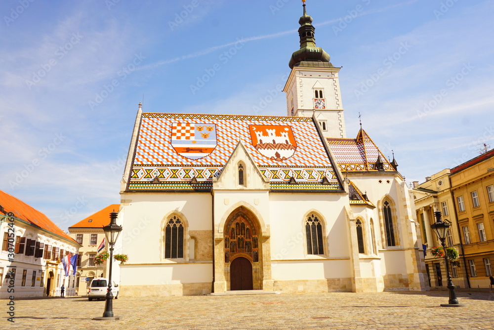 Naklejka premium クロアチアのザグレブにある聖マルコ教会