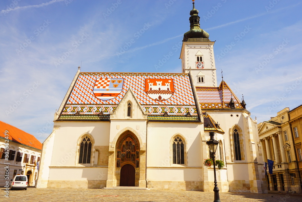 Naklejka premium クロアチアのザグレブにある聖マルコ教会