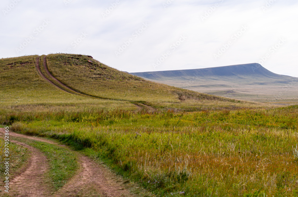 Naklejka premium steppe autumn hills path