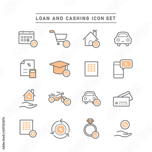 LOAN AND CASHING ICON SET